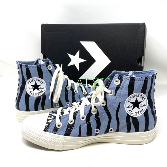 Converse Ctas Canvas High Blue Zebra Women Sneaker - Picture 5 of 8